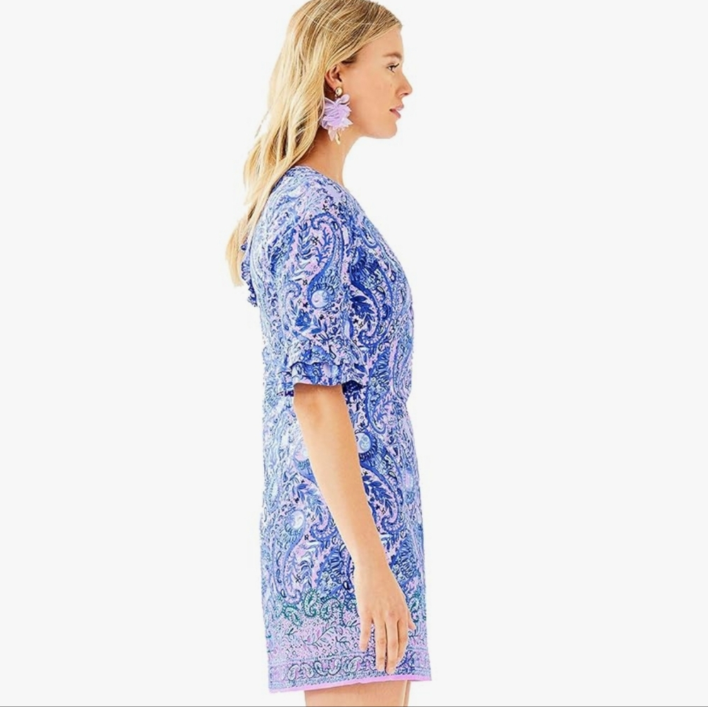 Lilly Pulitzer Fiesta Stretch Dress Purple Iris Hello Sunshine Purple Size 6 - Picture 3 of 16